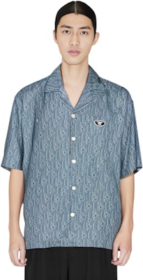 Aape 블루 데님 반팔 셔츠 - 원숭이 얼굴 자수 디자인. AAPSRM8493XXM Purchase Aape 블루 데님 반팔 셔츠 - 원숭이 얼굴 자수 디자인. AAPSRM8493XXM