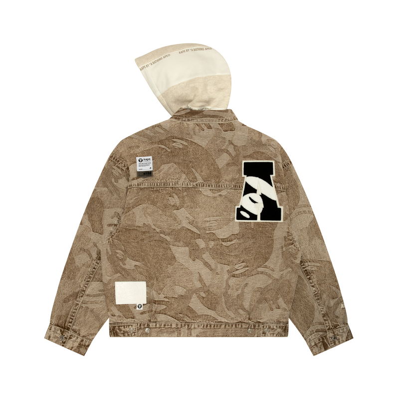 Lookbook 아페 카모 로고 패치 멀티포켓 더블레이어 재킷. AAPLJM7588MXL