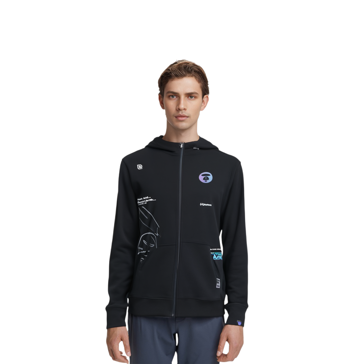 Lookbook AAPE 패션 캐주얼 집업 후드 롱슬리브 스웨트셔츠. AAPSWM3965XXJ-1