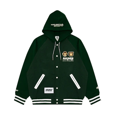 AAPE Green Loose Fit Hoodie Long Sleeve Sweatshirt AAPSWMA345XAL