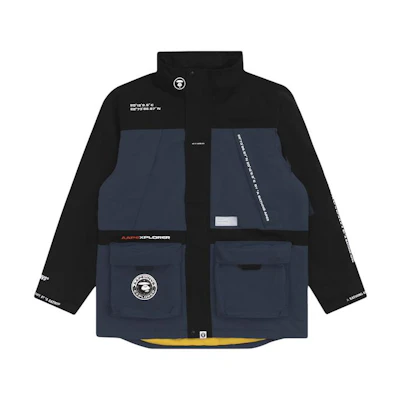 Aape High-Neck Jacket with Ape Badge, Letter Print, and Colorblock Design. AAPJKM7399XXF