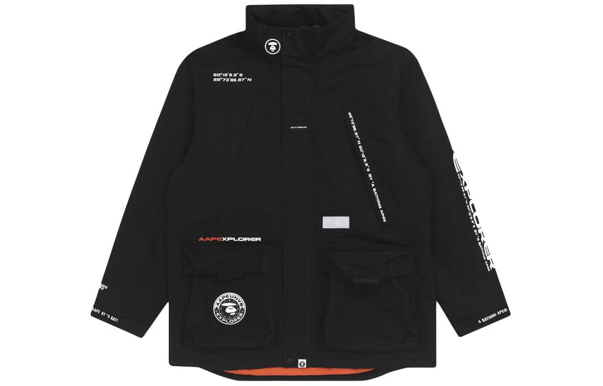 Order Aape  High-Neck Jacket with Ape Badge, Letter Print, and Colorblock Design. AAPJKM7399XXF