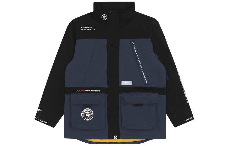 Lookbook Aape  High-Neck Jacket with Ape Badge, Letter Print, and Colorblock Design. AAPJKM7399XXF