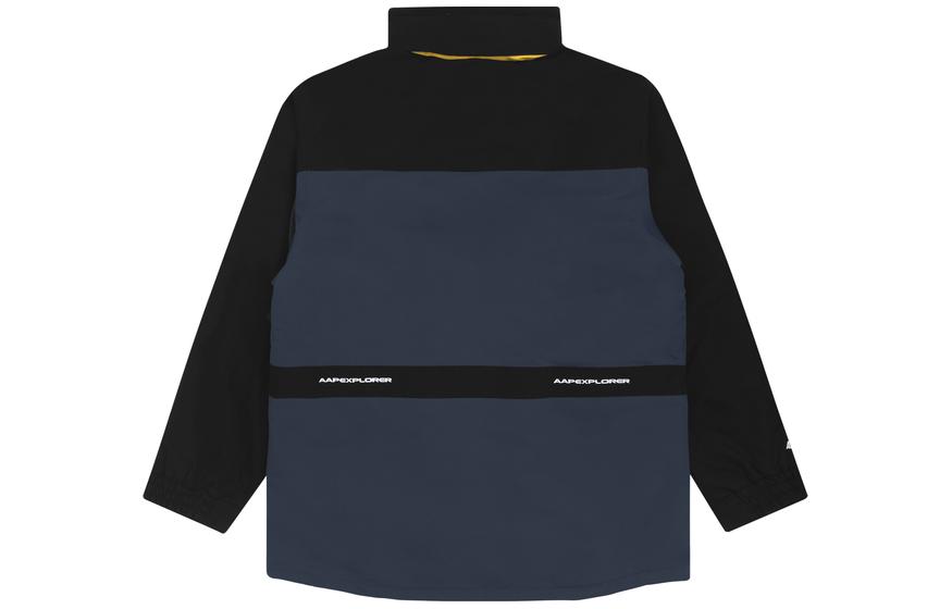 Shop Aape  High-Neck Jacket with Ape Badge, Letter Print, and Colorblock Design. AAPJKM7399XXF