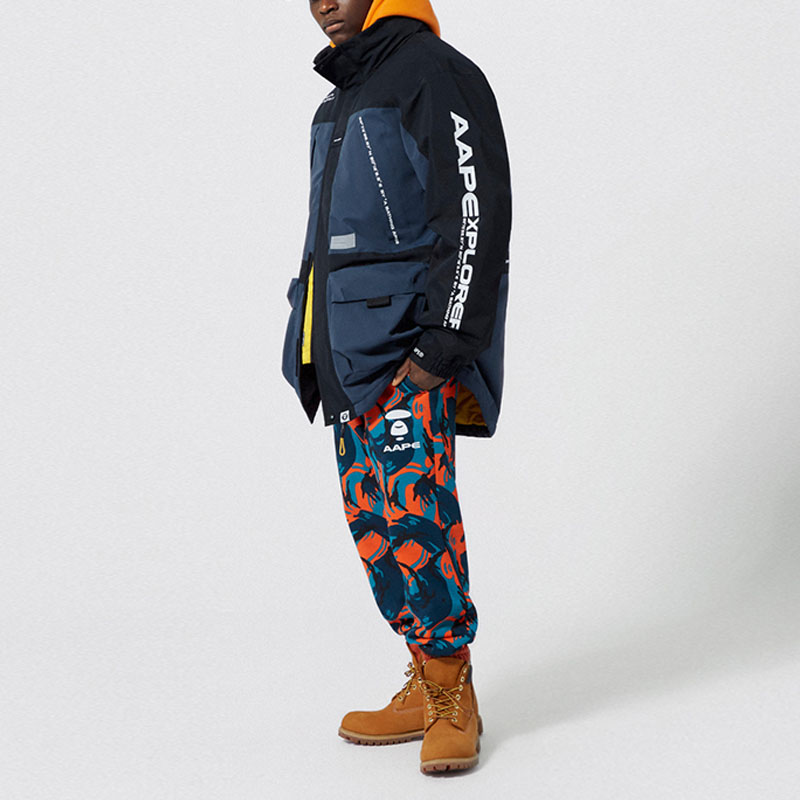 Purchase Aape  High-Neck Jacket with Ape Badge, Letter Print, and Colorblock Design. AAPJKM7399XXF