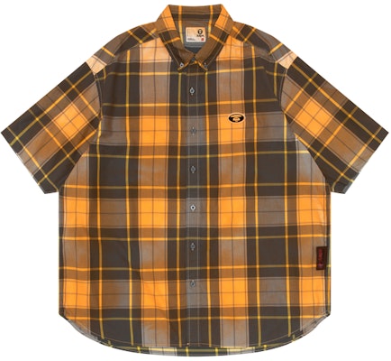 AAPE 루즈핏 체크 반팔 셔츠 스탠드 칼라. AAPSRM8484XXM Shop AAPE 루즈핏 체크 반팔 셔츠 스탠드 칼라. AAPSRM8484XXM