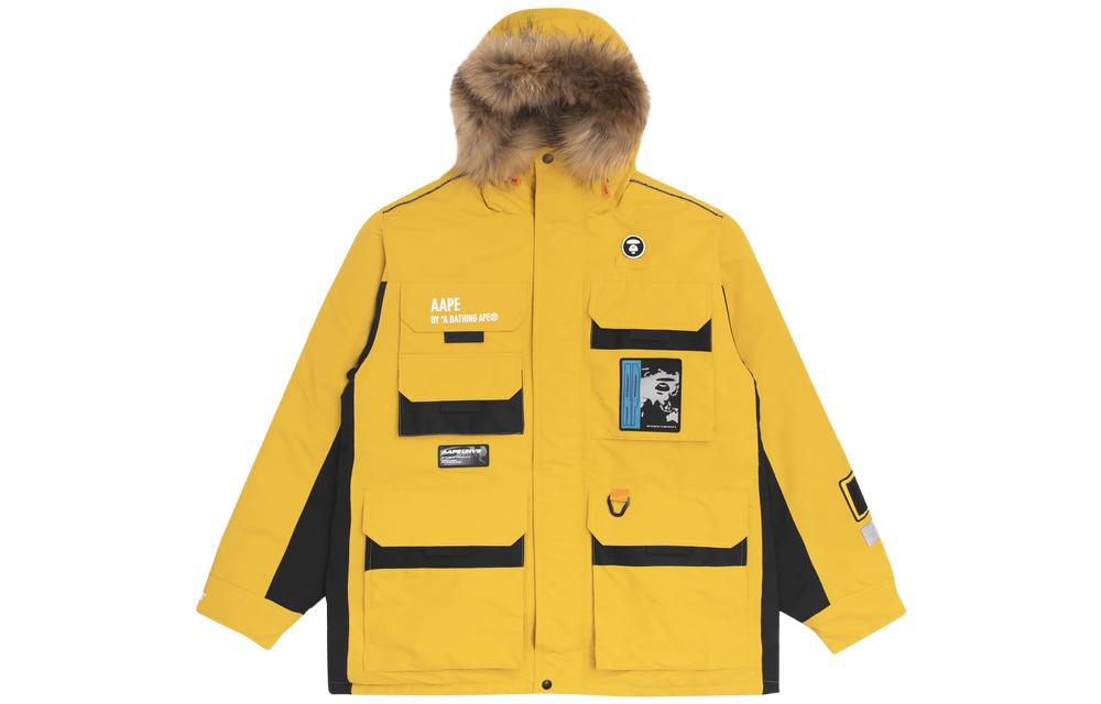 Lookbook Aape Jaket Bulu Bertudung Pelbagai Kantung dengan Lencana Muka Ape. AAPDNM7443XXH
