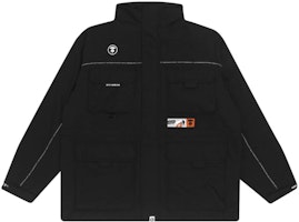 Aape Multi-Pocket Logo High-Neck Patchwork Jacket with Ape Face Badge. AAPJKM7395XXF Aape Multi-Pocket Logo High-Neck Patchwork Jacket with Ape Face Badge. AAPJKM7395XXF