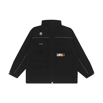 Aape Multi-Pocket Logo High-Neck Patchwork Jacket with Ape Face Badge. AAPJKM7395XXF