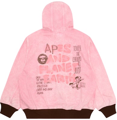 Aape 핑크 바시티 레터 자수 집업 후드 재킷. AAPLJM7646XAM Lookbook Aape 핑크 바시티 레터 자수 집업 후드 재킷. AAPLJM7646XAM