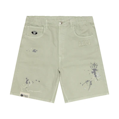 Aape Relaxed Fit Embroidered Ape Face Shorts Green AAPSPMA688XXM