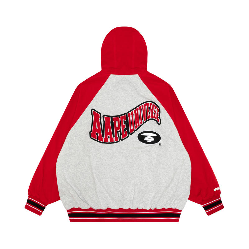 Lookbook 에이프 리버시블 후디 재킷 - 원숭이 패치와 자수 로고. AAPLJM7645XXM