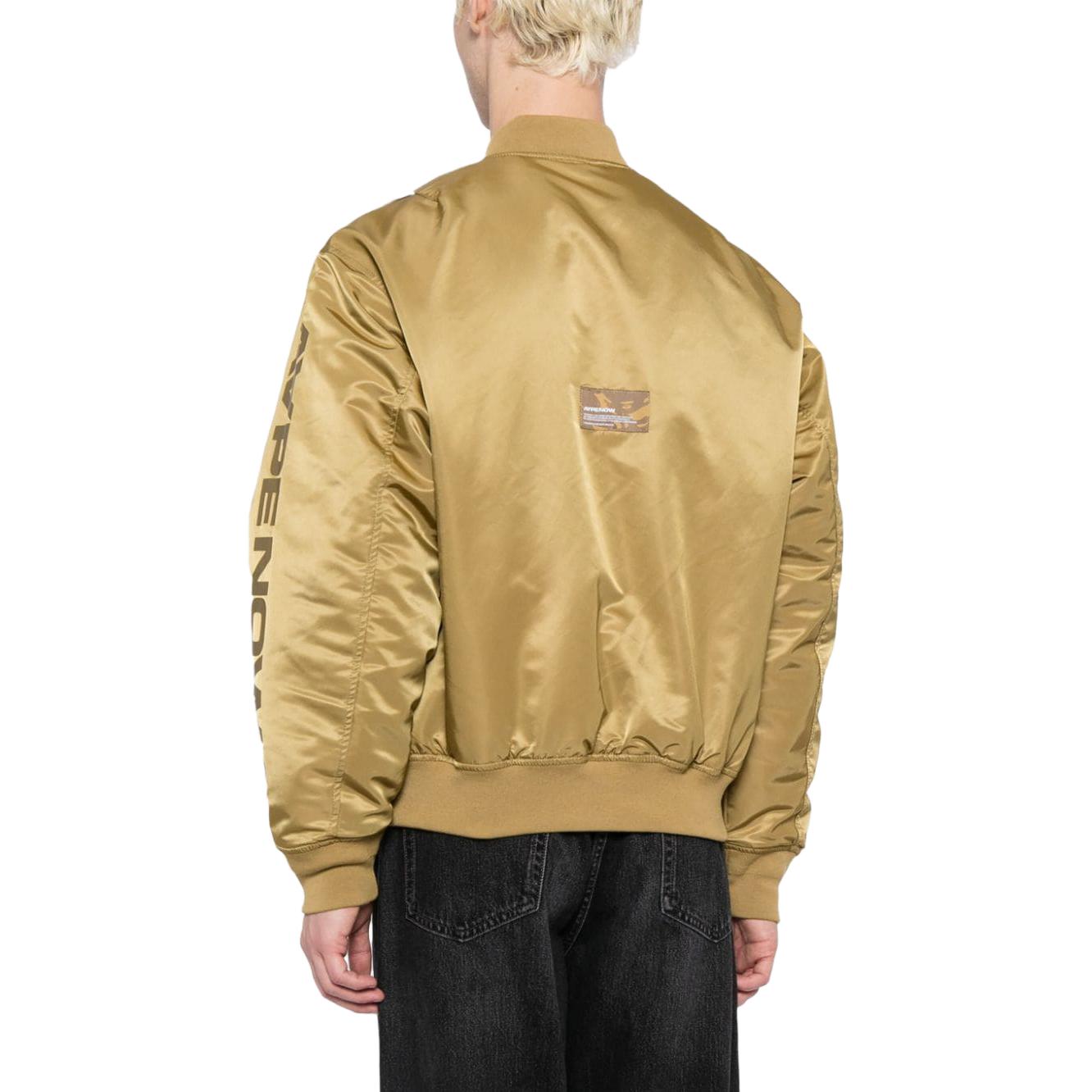 Details for AAPE 솔리드 컬러 로고 패치 야구 카라 집업 재킷. AJK7596XXL