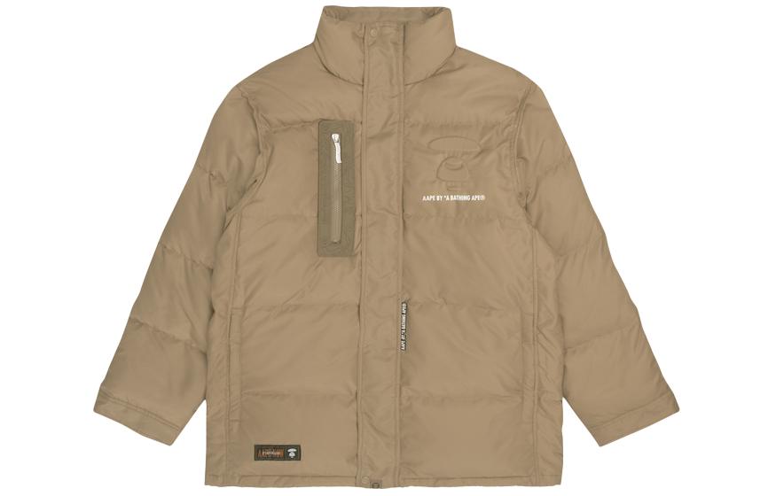 Lookbook 아페 솔리드 컬러 롱슬리브 지퍼업 패딩 재킷. AAPDNM7444XXH