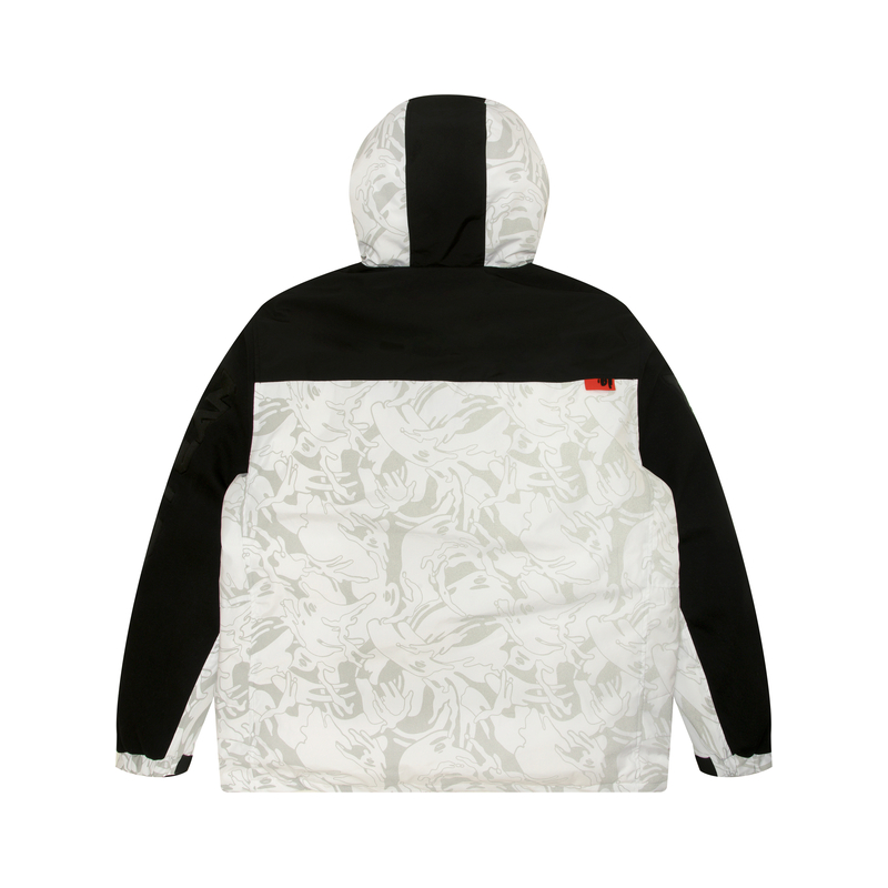 Lookbook Aape Hoodie Lengan Panjang Putih Kelabu Corak Camo Patch Jaket Bertudung. AAPDNM7605XAL