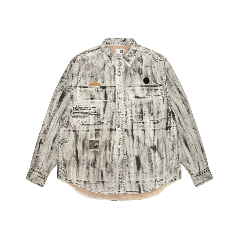 Aape  White Camo Badge Logo Relaxed Fit Casual Jacket. AAPJKM7636XAL
