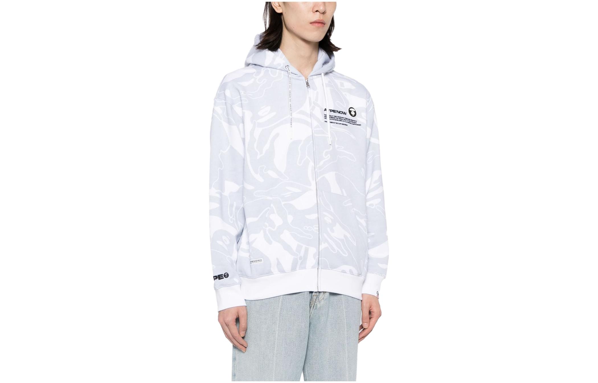 Order AAPE Abstract Print Drawstring Zipper Hoodie Sweatshirt ASWA313XXL