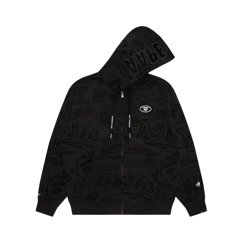 AAPE Ape Face Badge Full-Zip Casual Hoodie for Men. AAPSWMB303XXM
