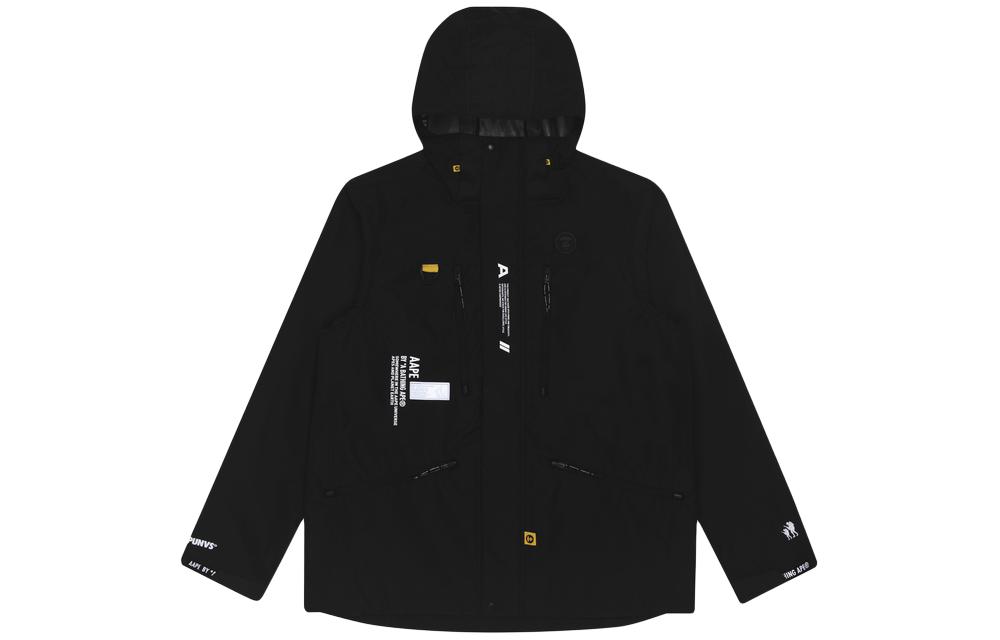 AAPE Ape Face Badge Letter Print Mesh Panel Hooded Jacket AAPLJM7421XXF