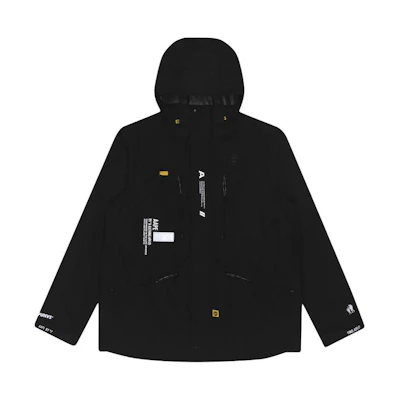 AAPE Ape Face Badge Letter Print Mesh Panel Hooded Jacket AAPLJM7421XXF