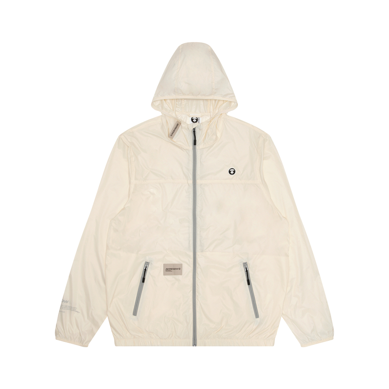 Shop AAPE 에이프 페이스 배지 라이트 립스탑 UV-보호 후디 재킷 AAPLJM7637XXM