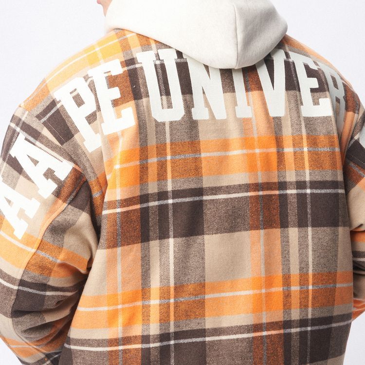 Sizing AAPE 에이프 페이스 배지 체크 벨벳 자수 로고 후디. AAPJKM7628XXL
