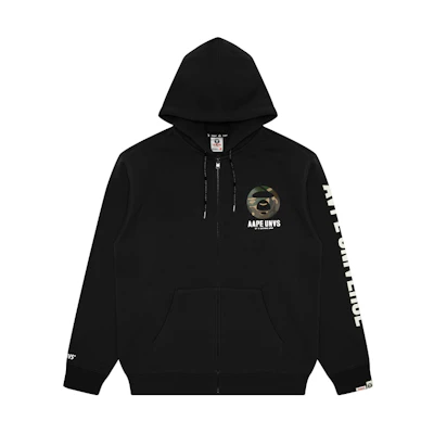 AAPE Ape Face Badge Print Zip-Up Hoodie () AAPSWMA330XXL