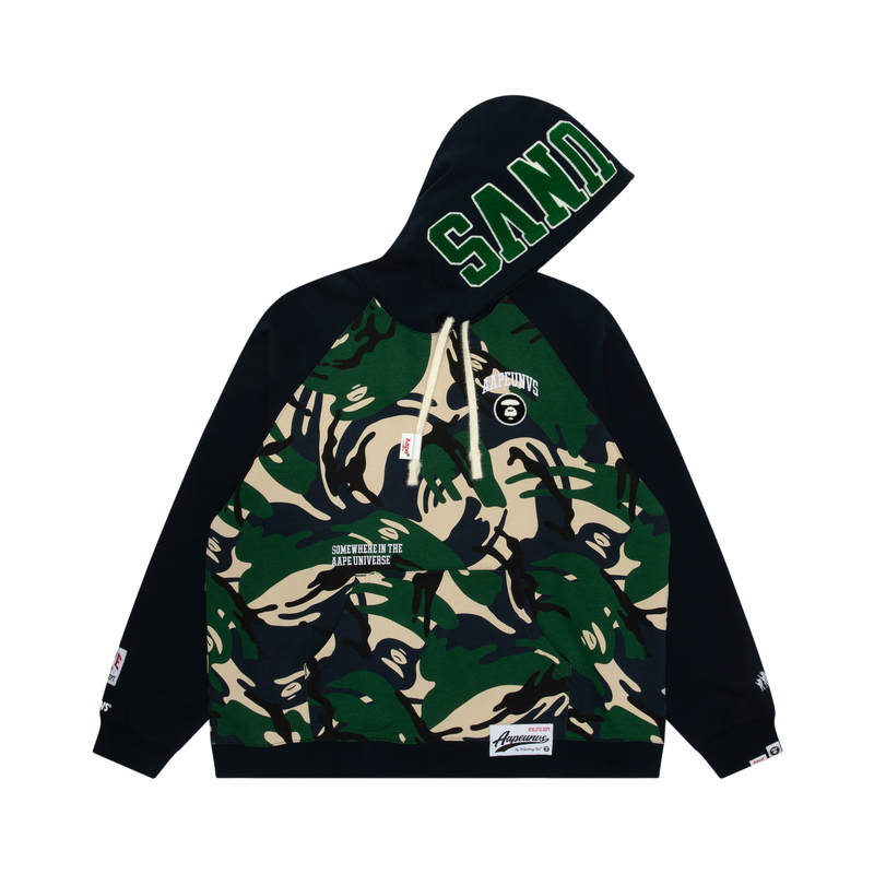 AAPE Ape Face Camo Letter Hoodie Green Striped Long Sleeve Casual Wear AAPSWMA363XBL