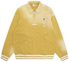 AAPE Ape Face Embroidered Half-Zip Pullover Sweatshirt Yellow (). AAPSWMB300XXM AAPE Ape Face Embroidered Half-Zip Pullover Sweatshirt Yellow (). AAPSWMB300XXM