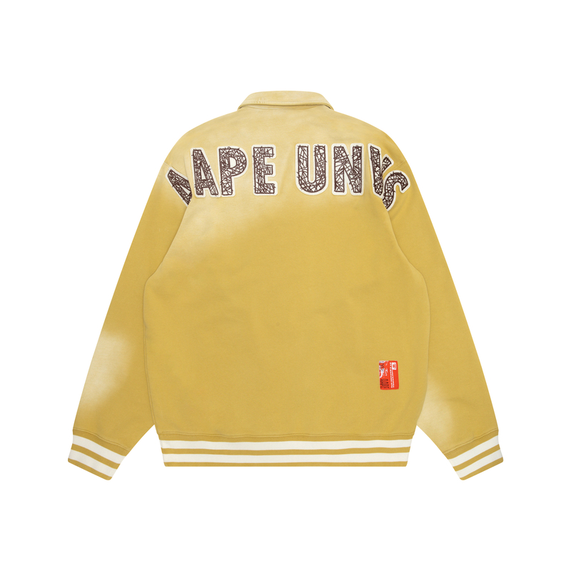 Lookbook AAPE 에이프 페이스 자수 하프집 풀오버 스웨트셔츠 옐로우. AAPSWMB300XXM