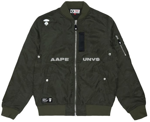 AAPE 남성용 에이프 페이스 로고 프린트 봄버 자켓. AAPJKM7313XXD Lookbook AAPE 남성용 에이프 페이스 로고 프린트 봄버 자켓. AAPJKM7313XXD