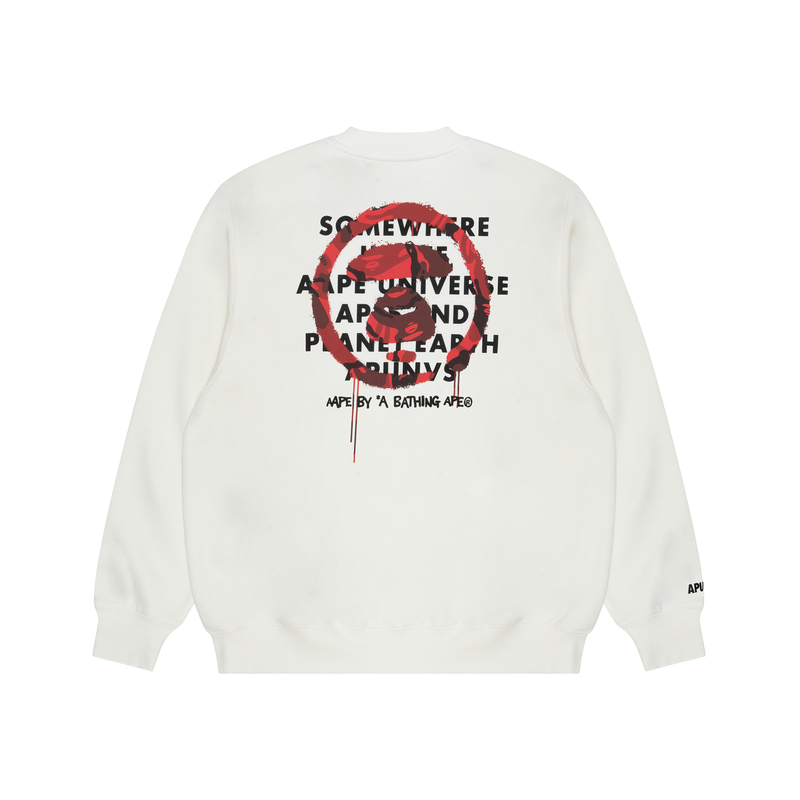 Order AAPE Ape Face Letter Print Crewneck Casual Long-Sleeve Pullover Sweatshirt AAPSWMA325XXL
