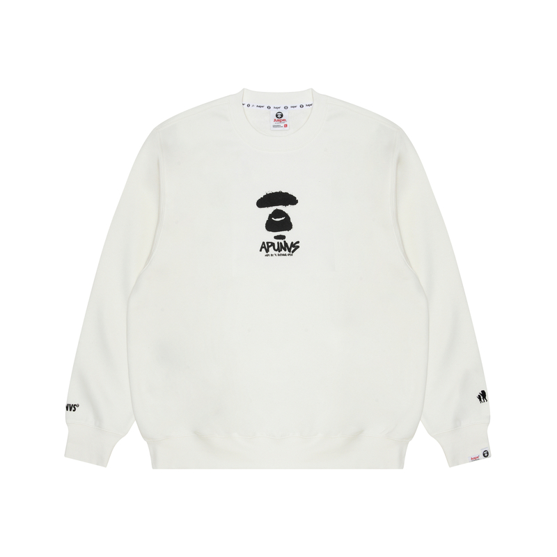 Lookbook AAPE Ape Face Letter Print Crewneck Casual Long-Sleeve Pullover Sweatshirt AAPSWMA325XXL
