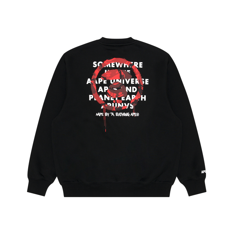 Shop AAPE Ape Face Letter Print Crewneck Casual Long-Sleeve Pullover Sweatshirt AAPSWMA325XXL