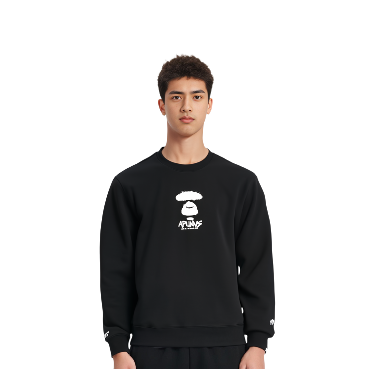Details for AAPE Ape Face Letter Print Crewneck Casual Long-Sleeve Pullover Sweatshirt AAPSWMA325XXL