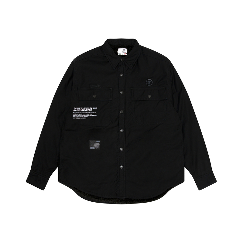 Order Aape Ape Face Logo Patch Jaket Kasual Longgar Hitam BKX. AAPJKM7636XXL