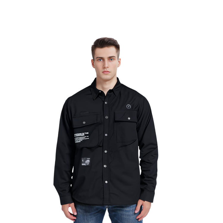 Shop Aape Ape Face Logo Patch Jaket Kasual Longgar Hitam BKX. AAPJKM7636XXL