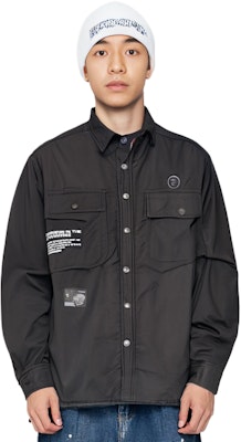 Aape Ape Face Logo Patch Jaket Kasual Longgar Hitam BKX. AAPJKM7636XXL Sizing Aape Ape Face Logo Patch Jaket Kasual Longgar Hitam BKX. AAPJKM7636XXL