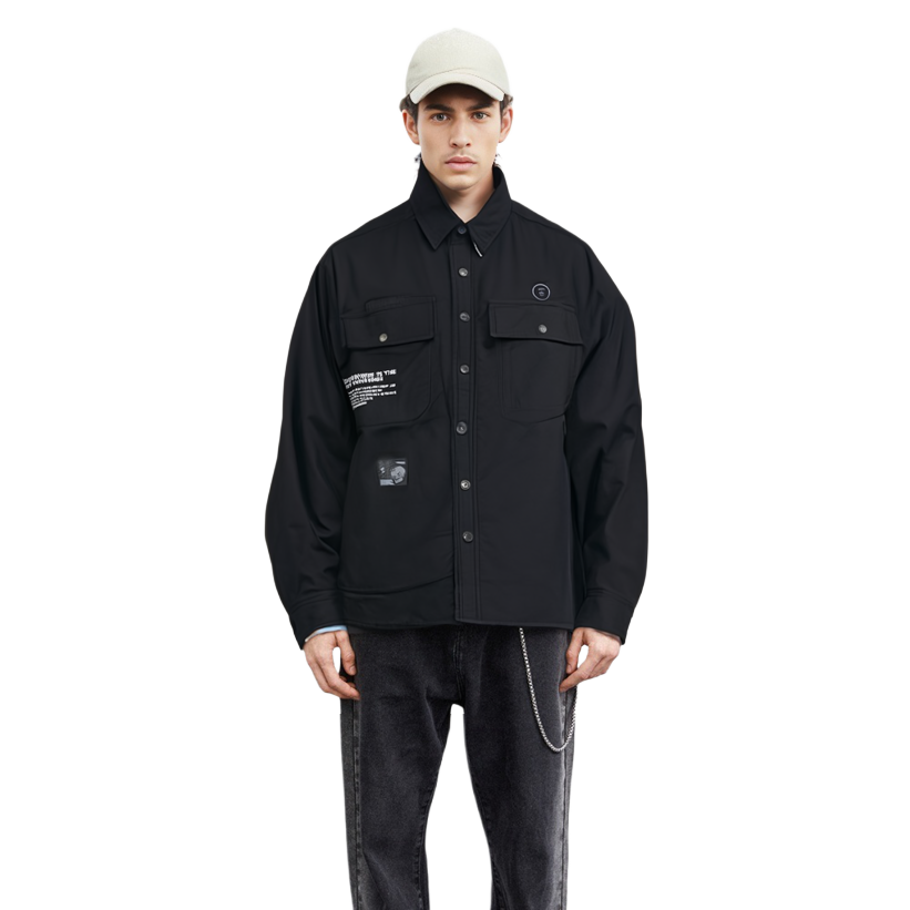 Cheap Aape Ape Face Logo Patch Jaket Kasual Longgar Hitam BKX. AAPJKM7636XXL