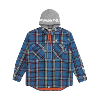AAPE Ape Face Logo Plaid Colorblock Hoodie Jacket Long Sleeve AAPJKM7397XXF