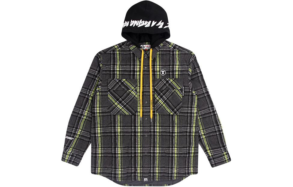 Order AAPE 에이프 페이스 로고 체크 컬러블록 후드 재킷 긴팔 AAPJKM7397XXF