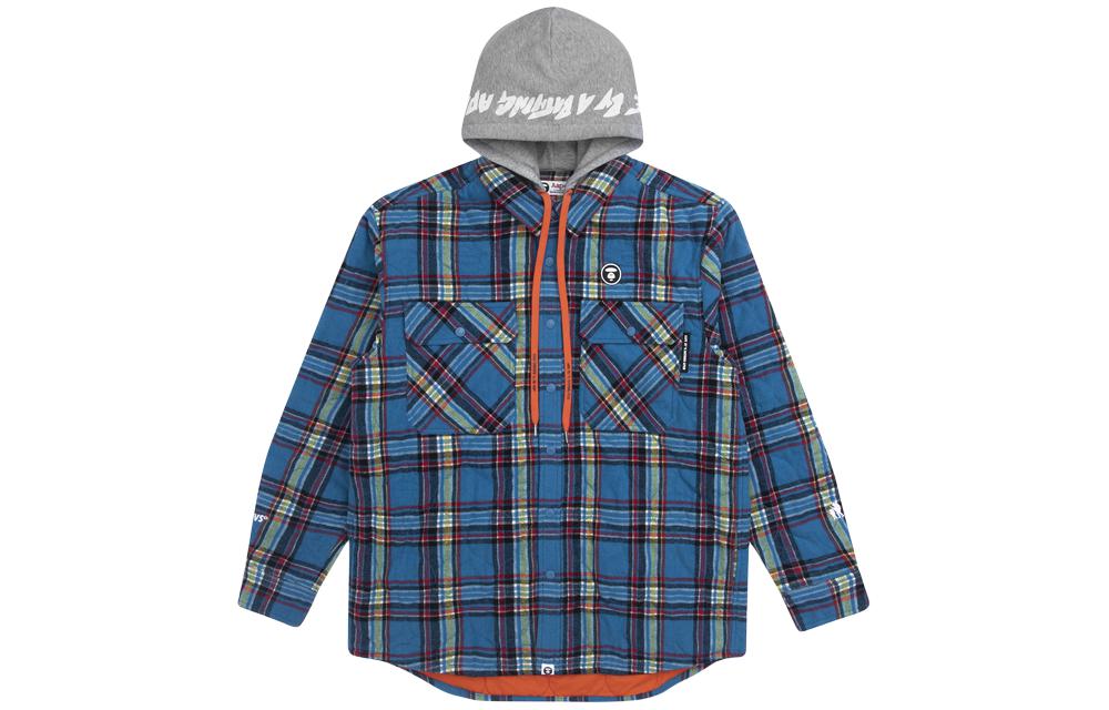 Purchase AAPE 에이프 페이스 로고 체크 컬러블록 후드 재킷 긴팔 AAPJKM7397XXF