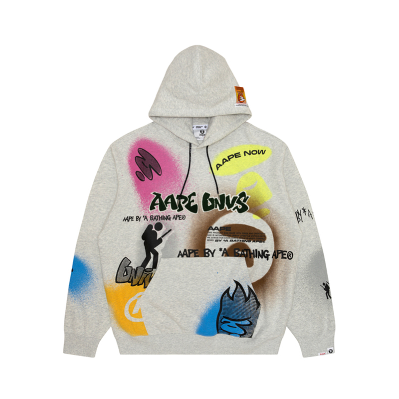 AAPE Ape Logo Graphic Print Loose Fit Hoodie Men’s White AAPSWMA356XXL