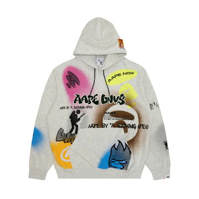 AAPE Ape Logo Graphic Print Loose Fit Hoodie Men’s White AAPSWMA356XXL