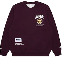 AAPE Ape Logo Loose Fit Crewneck Sweatshirt Red - AAPSWMA344XAL AAPE Ape Logo Loose Fit Crewneck Sweatshirt Red - AAPSWMA344XAL