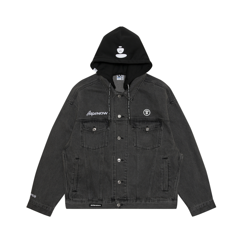 Order 아페 로고 패치 탈부착 후드 남성 데님 재킷. AAPLJM7641XXM