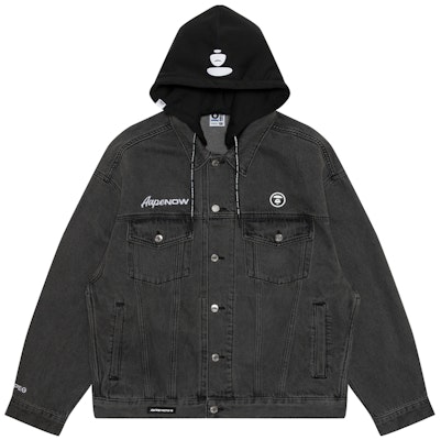 아페 로고 패치 탈부착 후드 남성 데님 재킷. AAPLJM7641XXM Order 아페 로고 패치 탈부착 후드 남성 데님 재킷. AAPLJM7641XXM