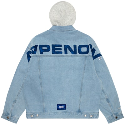 아페 로고 패치 탈부착 후드 남성 데님 재킷. AAPLJM7641XXM Purchase 아페 로고 패치 탈부착 후드 남성 데님 재킷. AAPLJM7641XXM