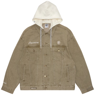 아페 로고 패치 탈부착 후드 남성 데님 재킷. AAPLJM7641XXM Sizing 아페 로고 패치 탈부착 후드 남성 데님 재킷. AAPLJM7641XXM