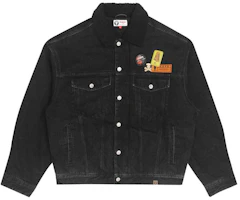 AAPE Ape Logo Patch Lettering Fleece Collar Jacket - Black AAPJKM7460XXH AAPE Ape Logo Patch Lettering Fleece Collar Jacket - Black AAPJKM7460XXH